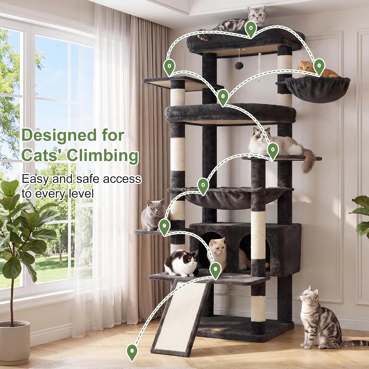 Thumbnail 6 de Heybly Cat Tree 80-Inch