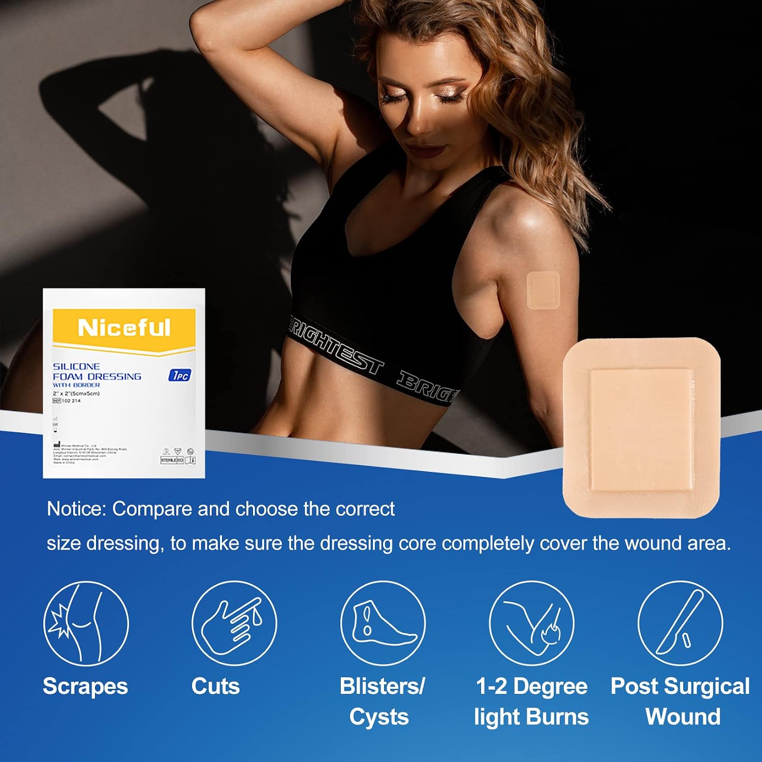 Thumbnail 2 de Niceful 2x2 Silicone Foam Dressing
