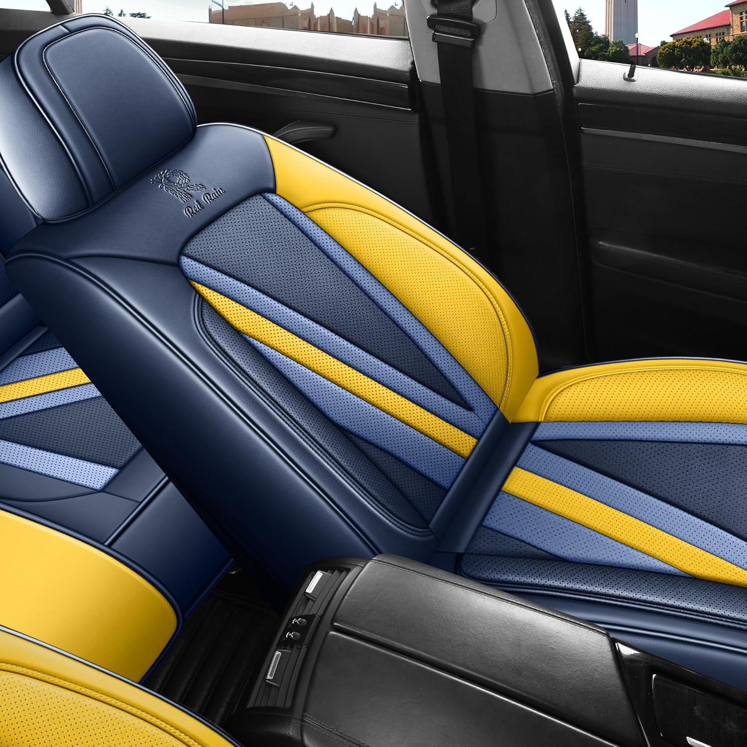 Thumbnail 4 de Menifomory Blue and Yellow Car Seat Covers (Universal full set)