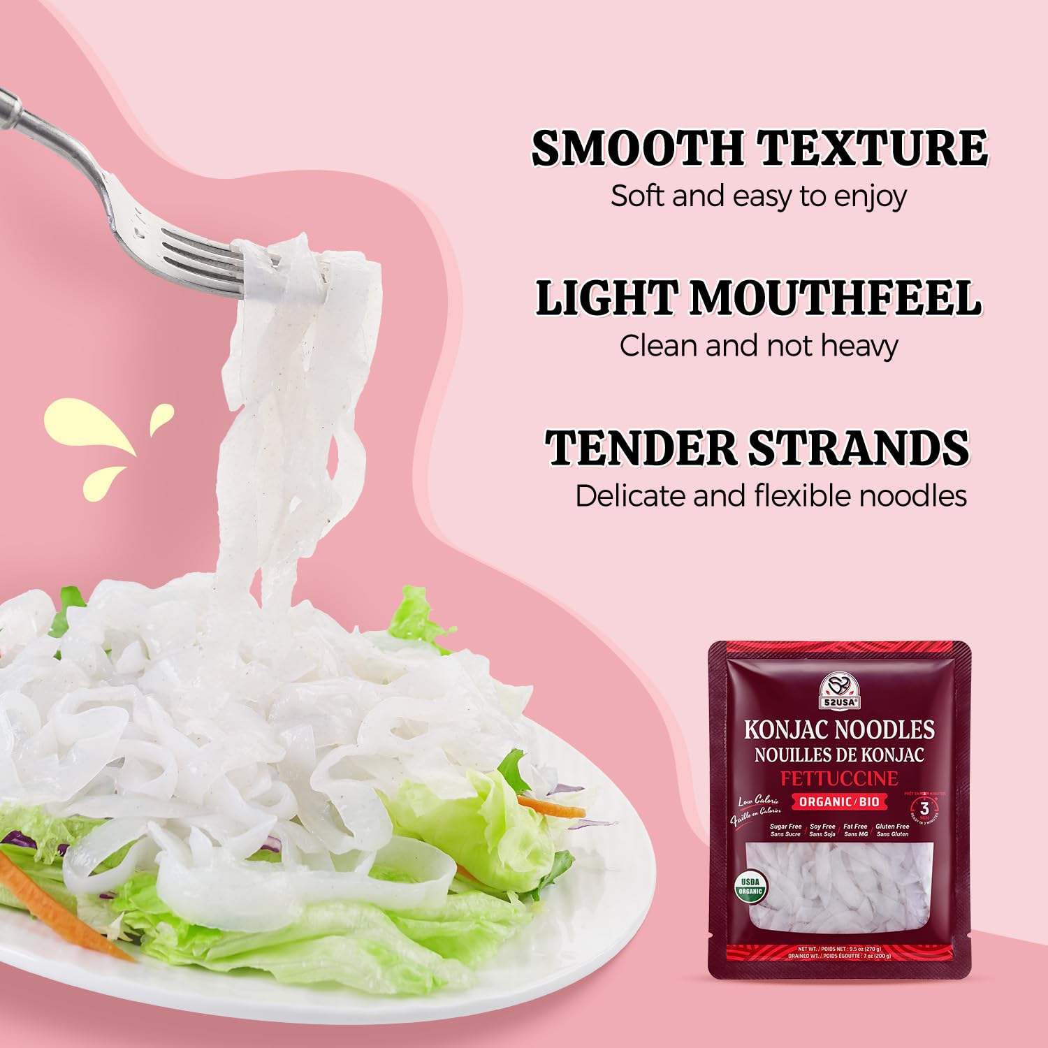 Thumbnail 4 de 52USA SOE-KNA-006-668 Organic Konjac Fettuccine Noodles, Ready-to-Eat 6-Pack