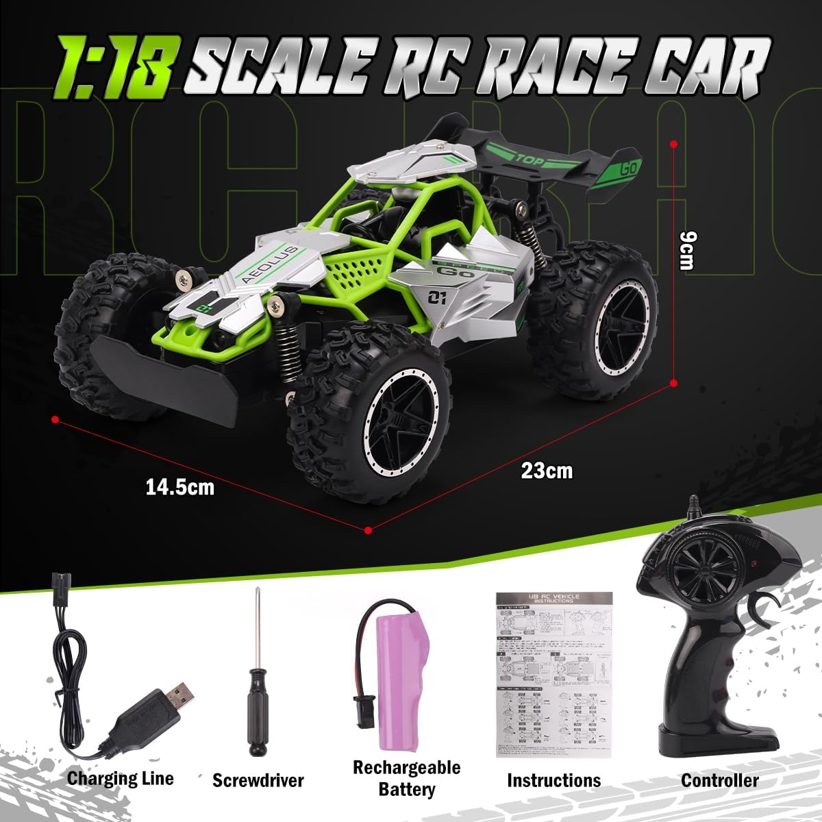Thumbnail 6 de RUIDYA 1:18 off‑road RC race car for kids