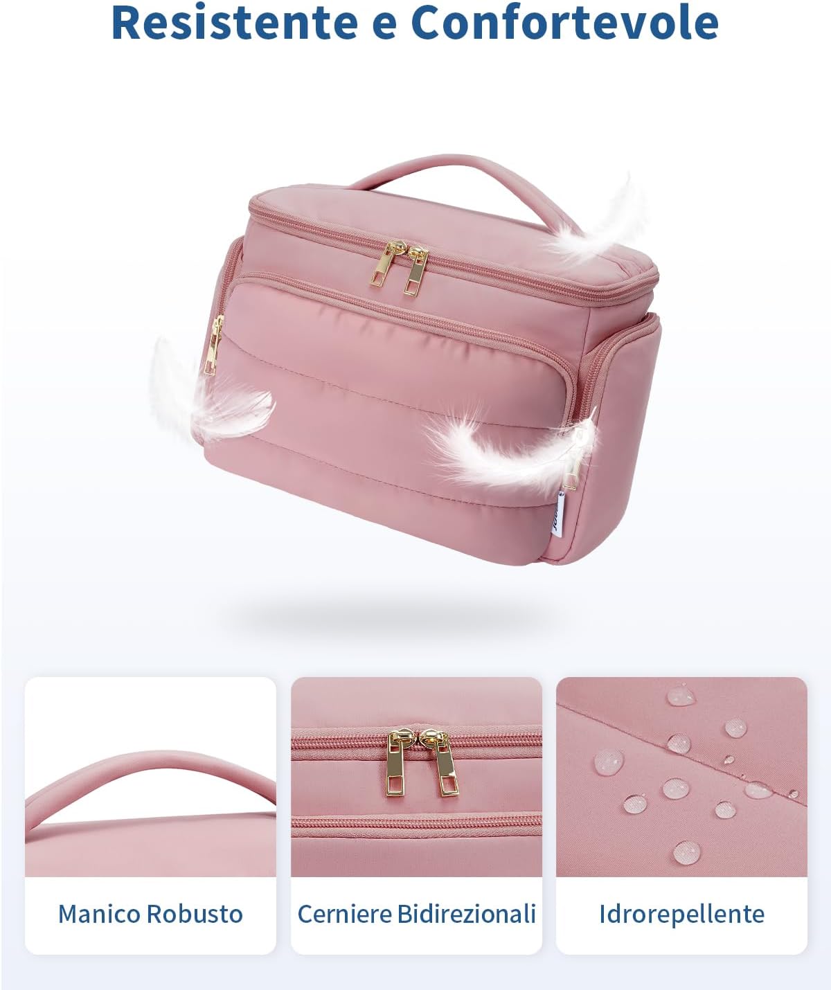 Thumbnail 6 de WANDF Beauty Case da Viaggio Donna, Grande: organizer rifinito per cosmetici e accessori