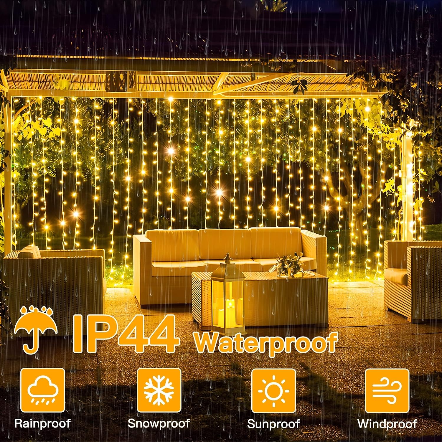 Thumbnail 6 de Ollny Curtain Fairy Lights, 300LED 3m x 3m Waterfall Hanging String Lights