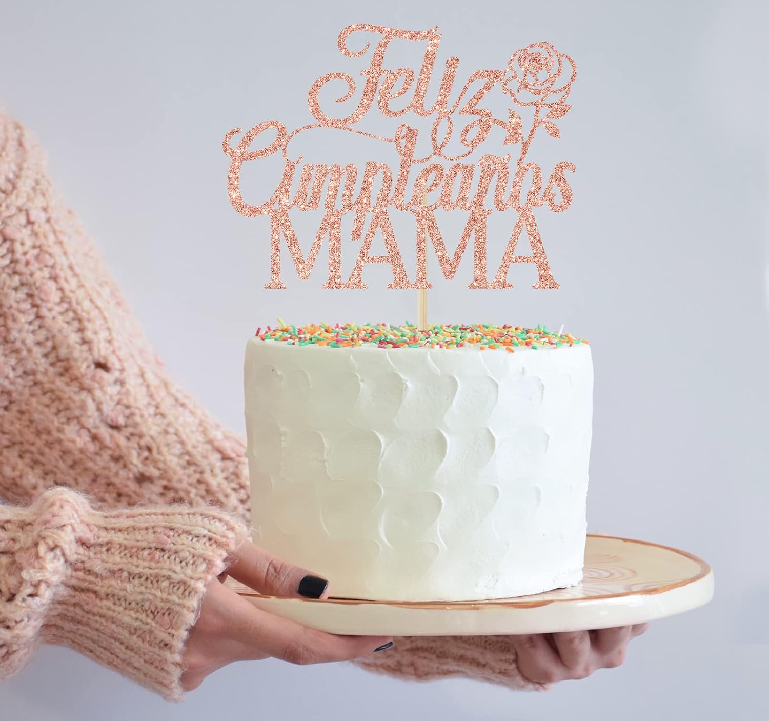 Thumbnail 3 de Cake Topper in Rose Gold Glitter