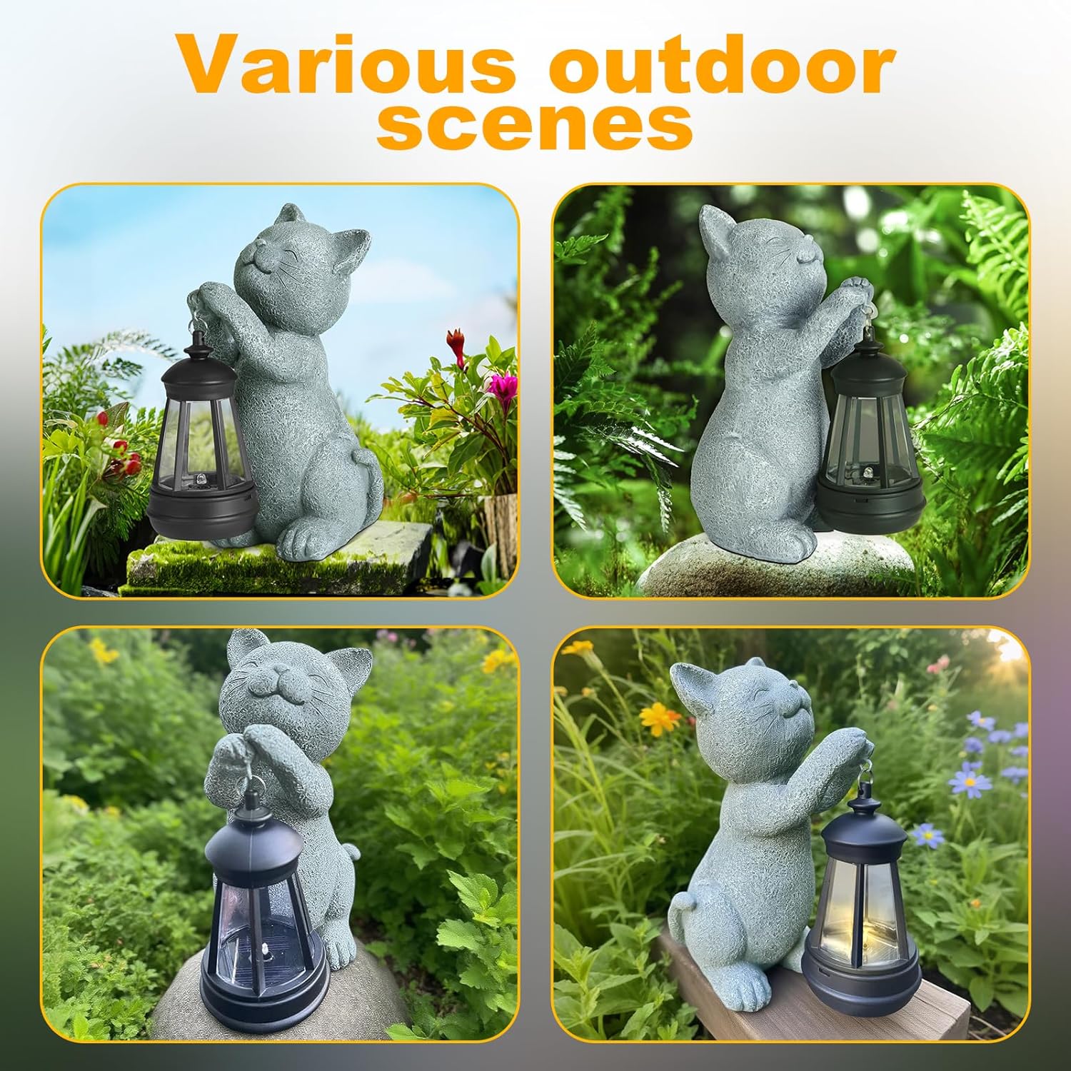 Thumbnail 2 de LETITIN Solar Cat Garden Statue with Lights – Weather-Resistant Outdoor LED Cat Decor
