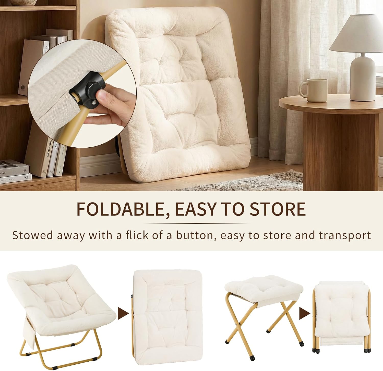Thumbnail 6 de Clevich ZD-T1014+C01017A loungestoel met voetensteun, imitatiebont