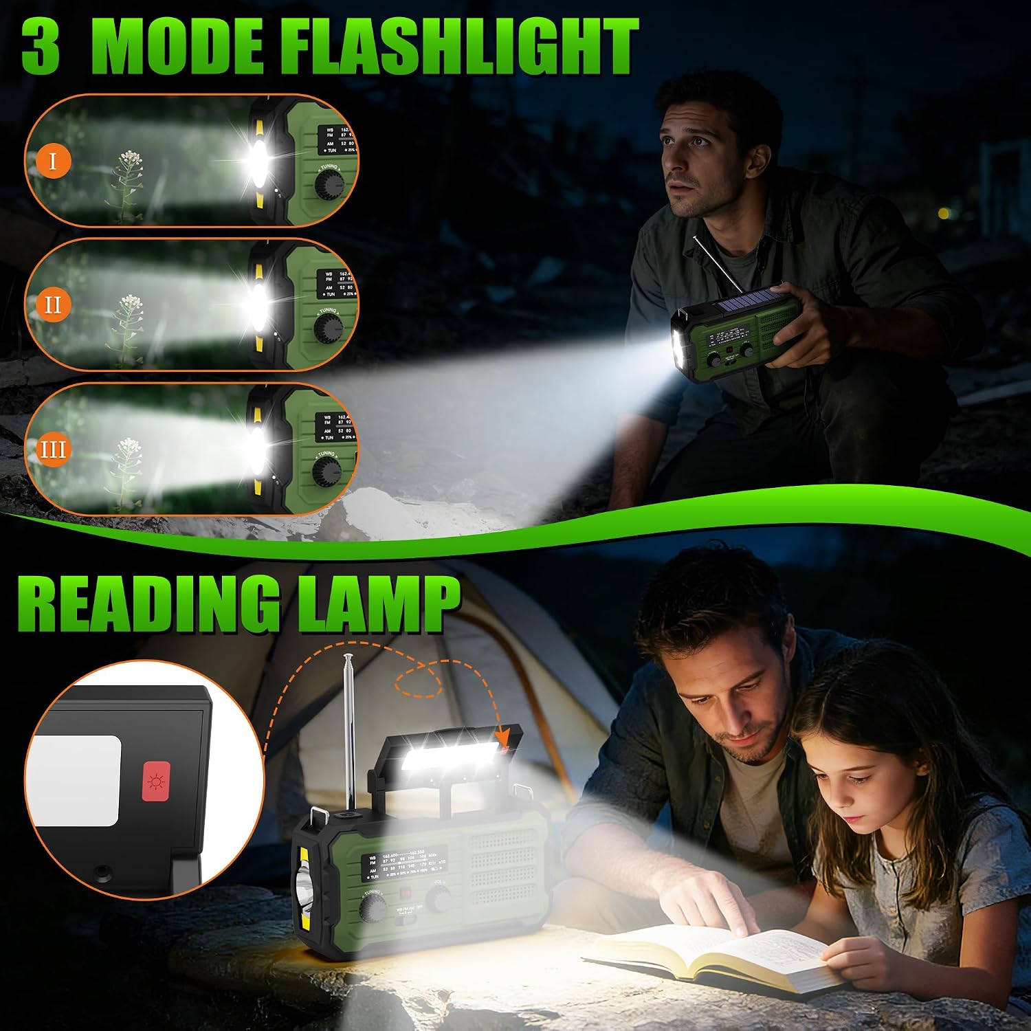 Thumbnail 5 de Vokida YX328 Emergency Weather Radio, 10,000mAh, NOAA, Solar & Hand Crank
