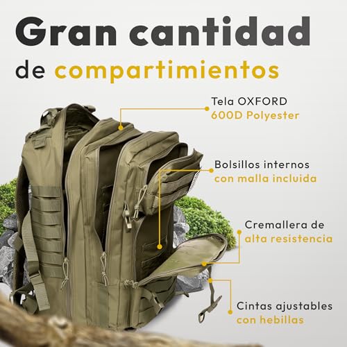 Detalle de JUPPLIES Mochila Táctica Militar 45L: resistente, modular y práctica para tus misiones
