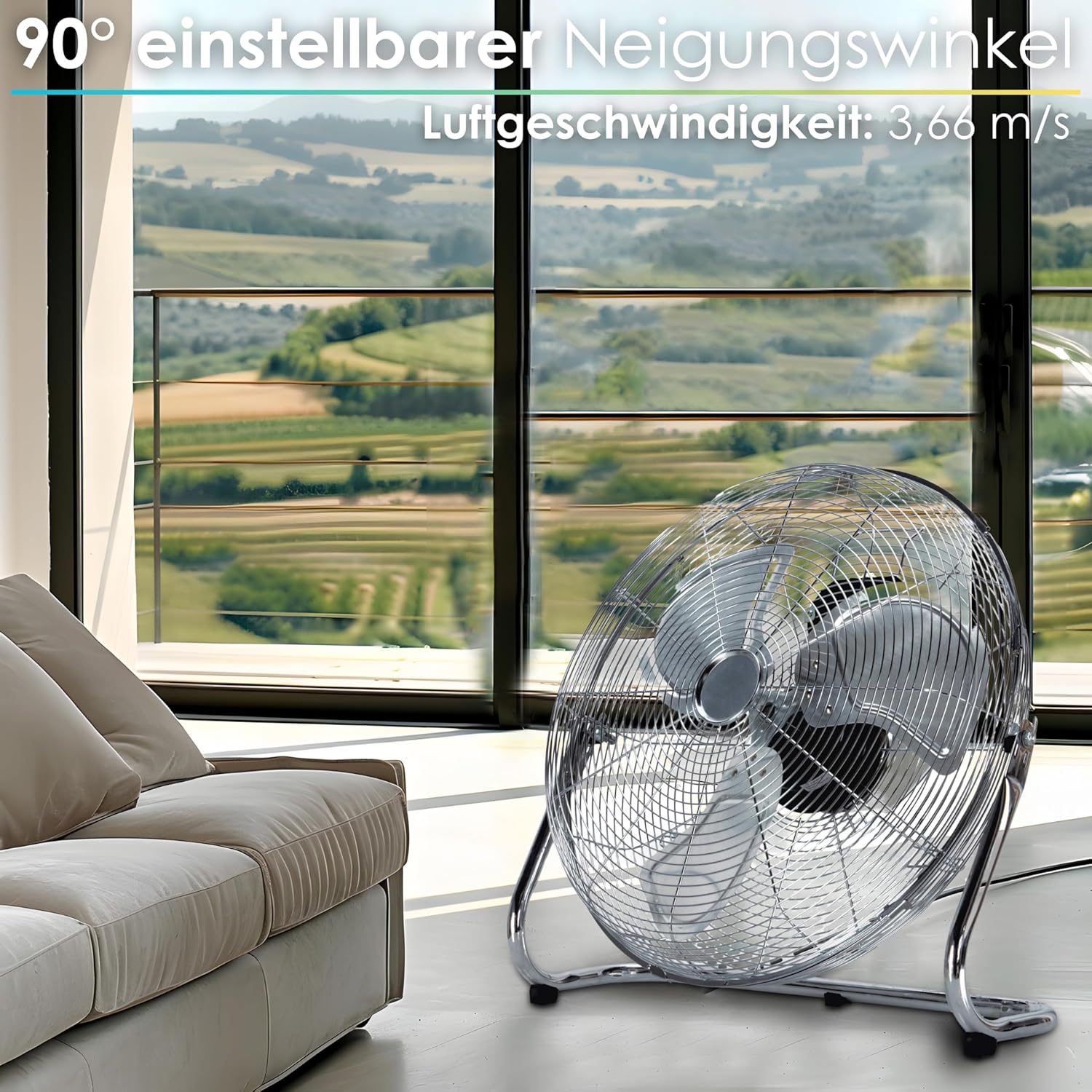 Thumbnail 3 de Echos Bodenventilator Ø46 cm – Vollmetall, 102 m³/min, 3 Geschwindigkeitsstufen