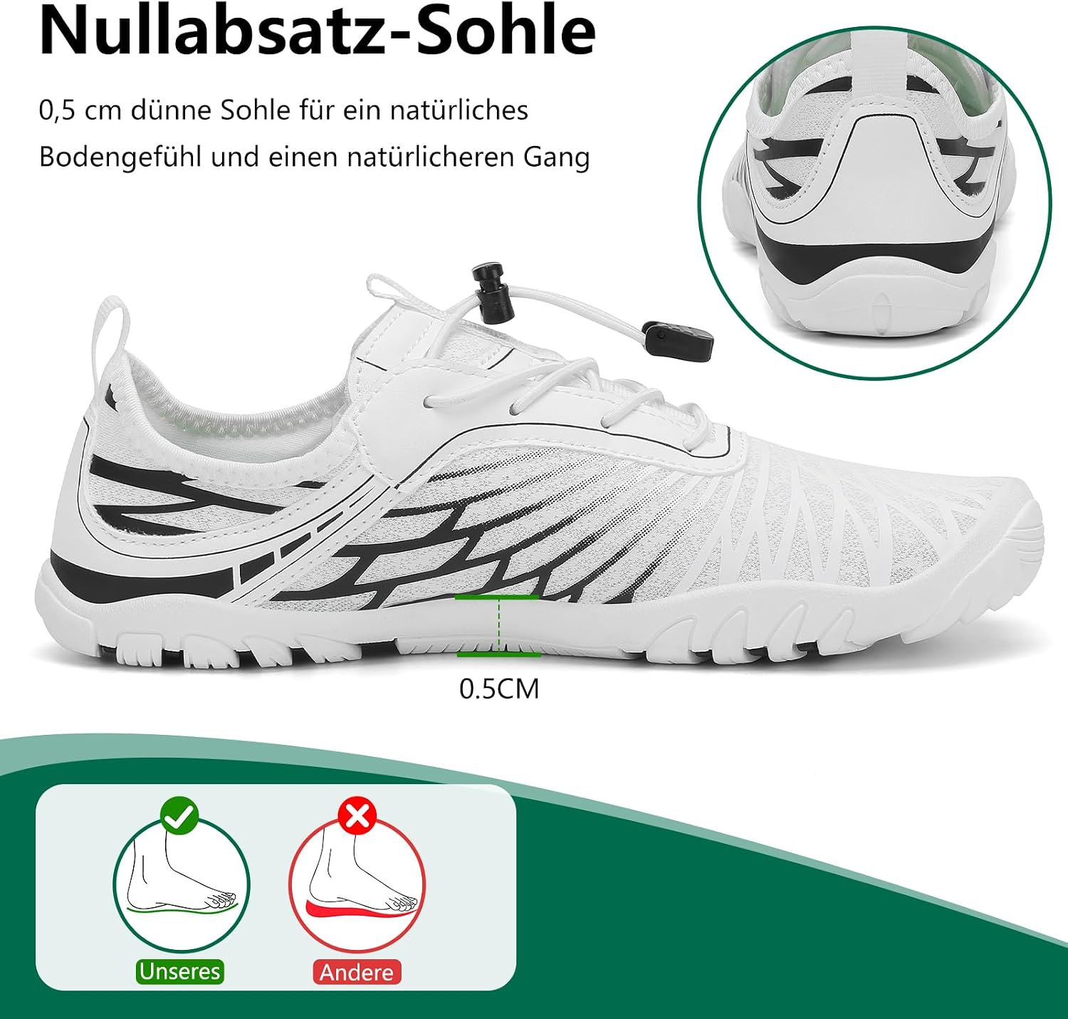 Detalle de SAGUARO Damen Barfußschuhe Leichtes, atmungsaktives Wasserschuh-Extra mit breiter Zehenbox (Gr. 35–43)