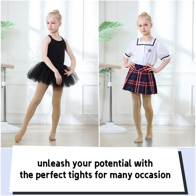 Detalle 1 de DIPUG Ballet Tights for Girls – Thick, Soft Footed Dance Tights for Toddlers and Kids
