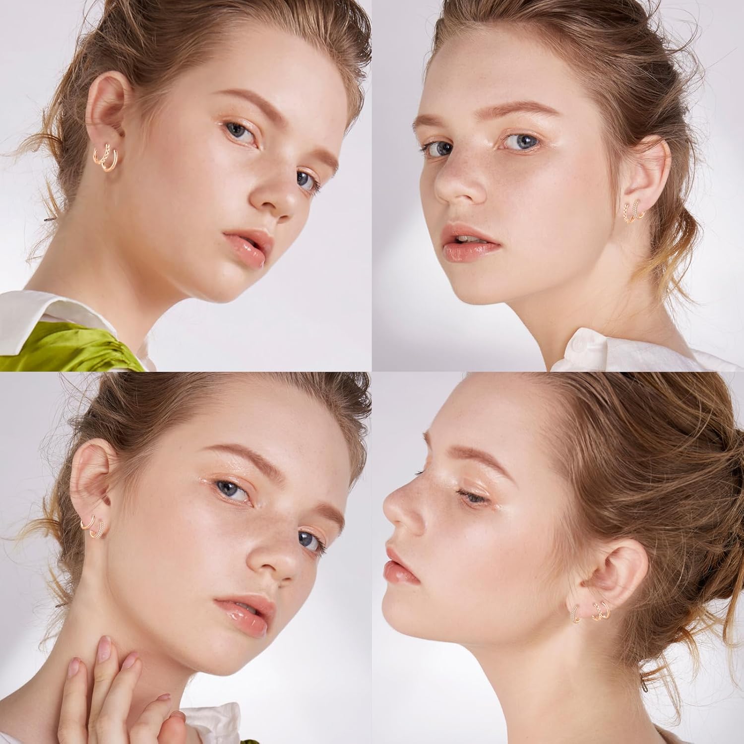 Thumbnail 4 de Zolkamery 3-Pair 925 Sterling Silver Hoops with Zircon – Small Hypoallergenic Sleeper Set