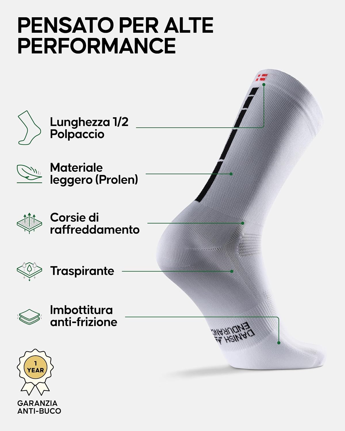 Thumbnail 1 de DANISH ENDURANCE Calzini Uomo Ciclismo traspiranti e imbottiti (estive) – 3 o 5 paia