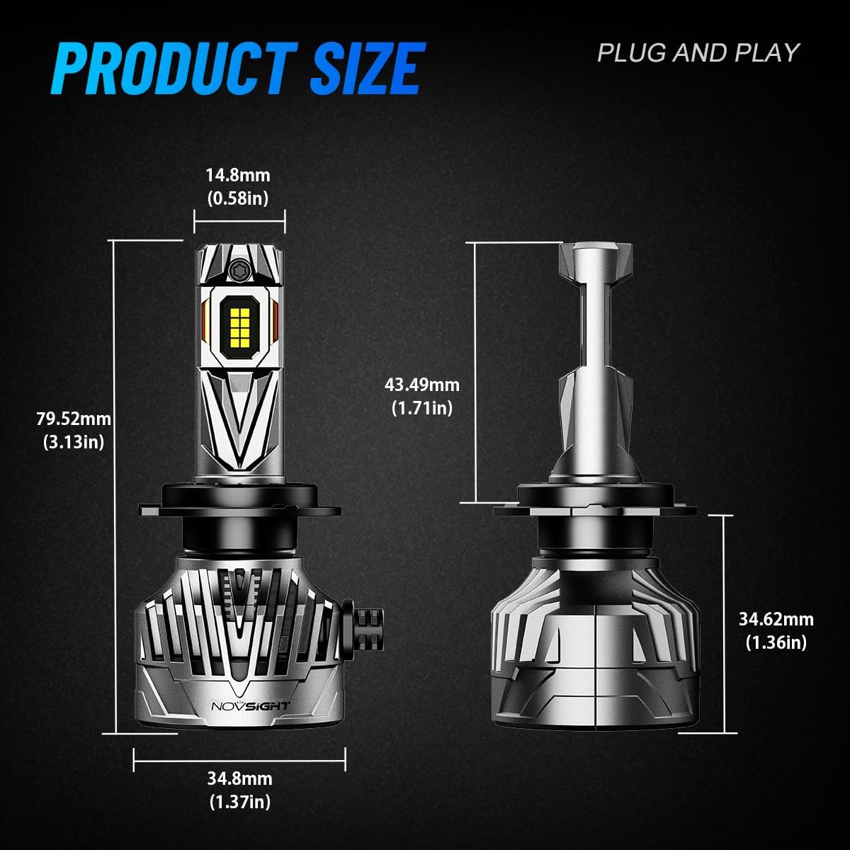 Thumbnail 4 de NOVSIGHT H7 LED Headlight Bulbs – 40000LM, 130W, Pack of 2