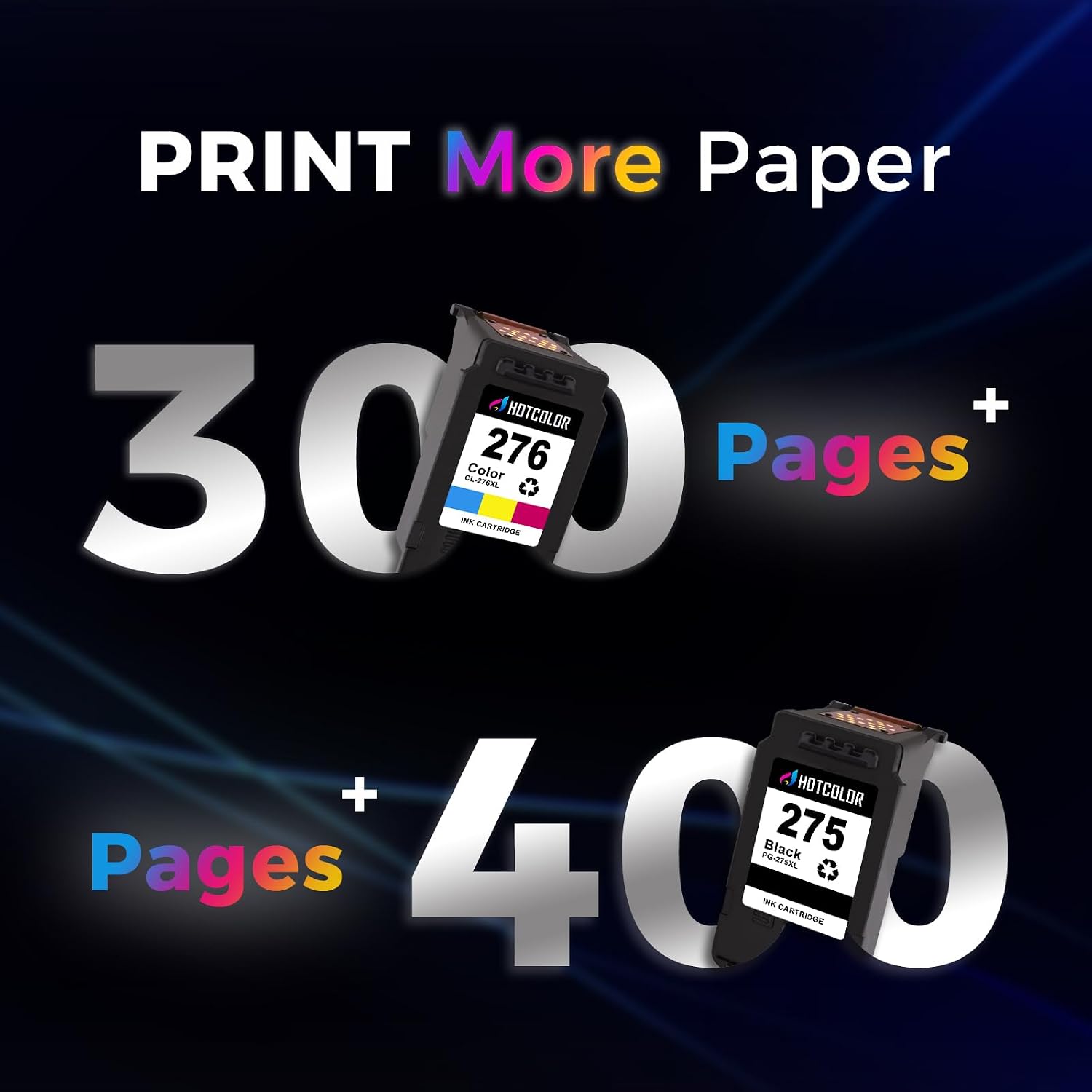 Detalle de HOTCOLOR PG275 CL276XL XL Ink Cartridges, 2-Pack for Canon PIXMA