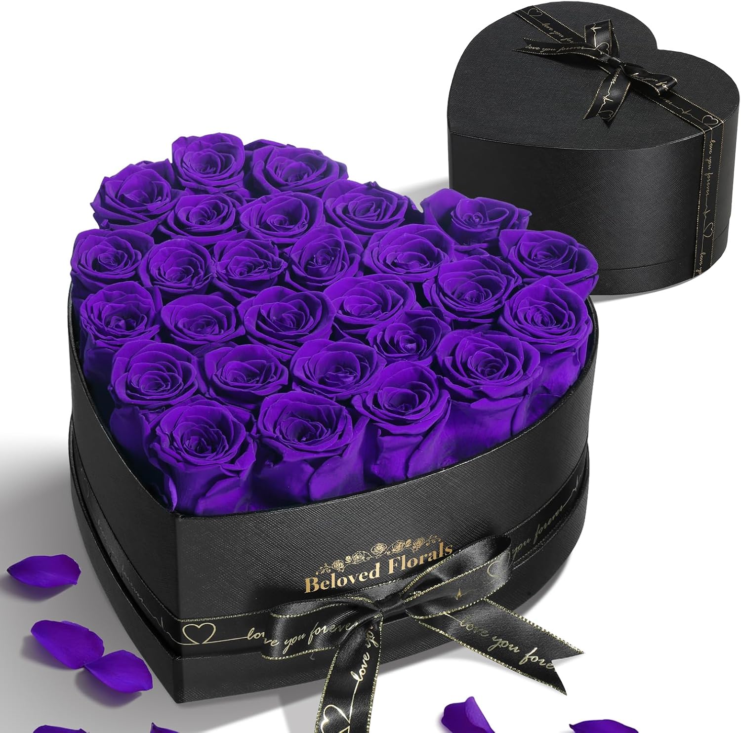 Detalle de Auoasl 16 Preserved Flowers Rose Gift Box (Purple) for Women – Eternal Roses for Birthday, Valentine’s Day, Mother’s Day, Christmas