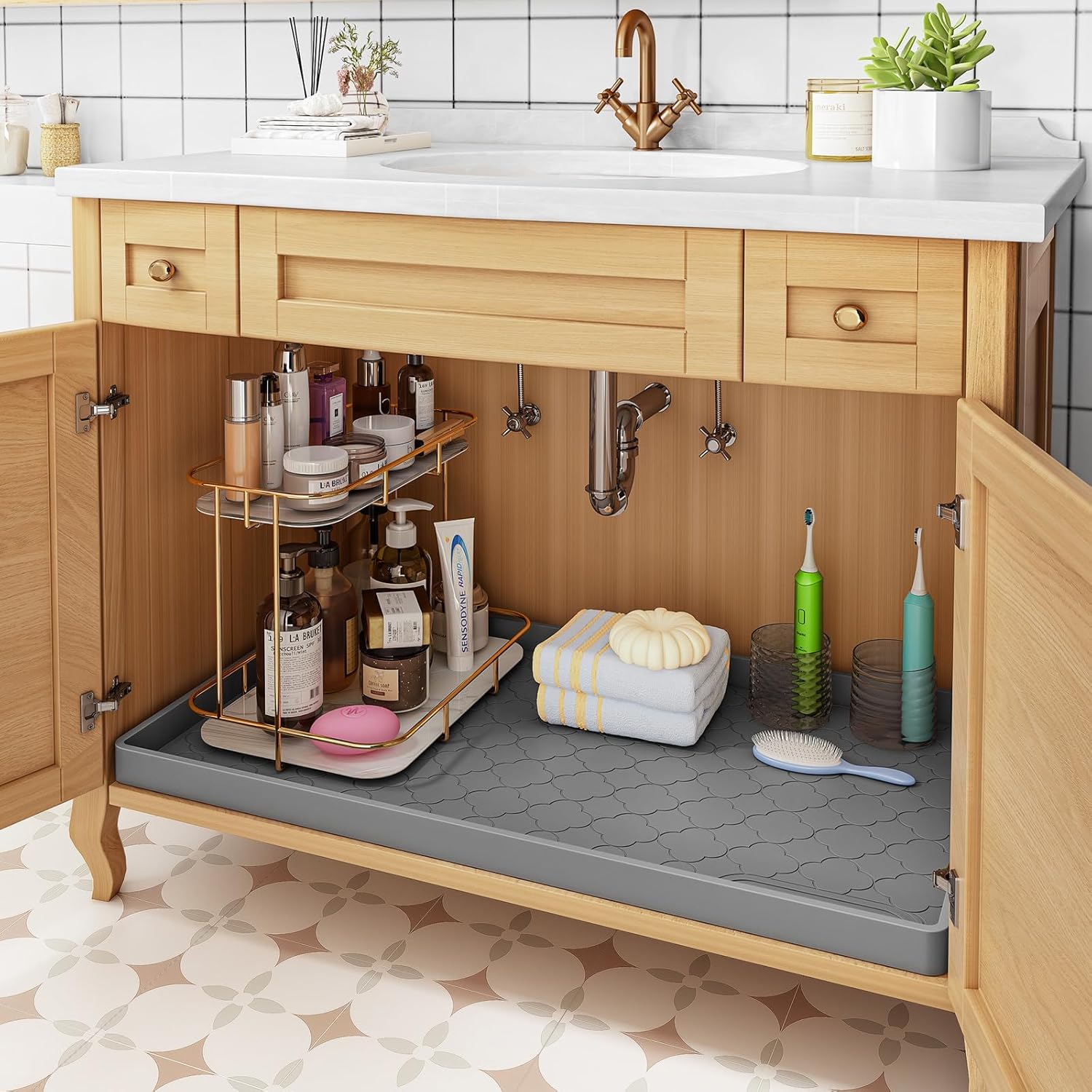 Thumbnail 4 de Jin&Bao Waterproof Under Sink Mat (25" x 19") – Thick Silicone Cabinet Protector & Shelf Liner