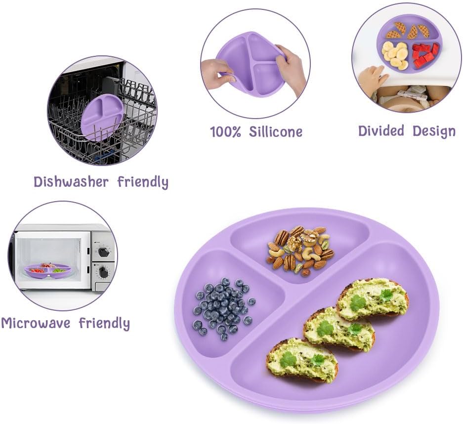 Thumbnail 3 de Vicloon Piatto con Ventosa per Bambini in Silicone – Set da 3, lavabile in lavastoviglie, per svezzamento