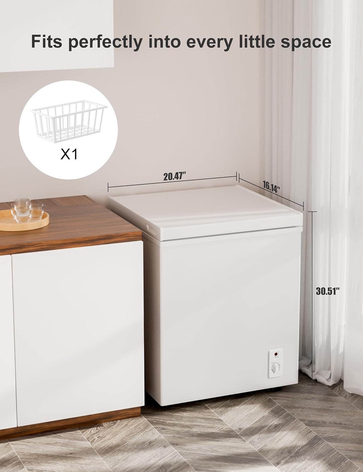 Detalle de BODACIOUS BD-72Q-NEW 3.5 cu. ft. Chest Freezer with Removable Basket