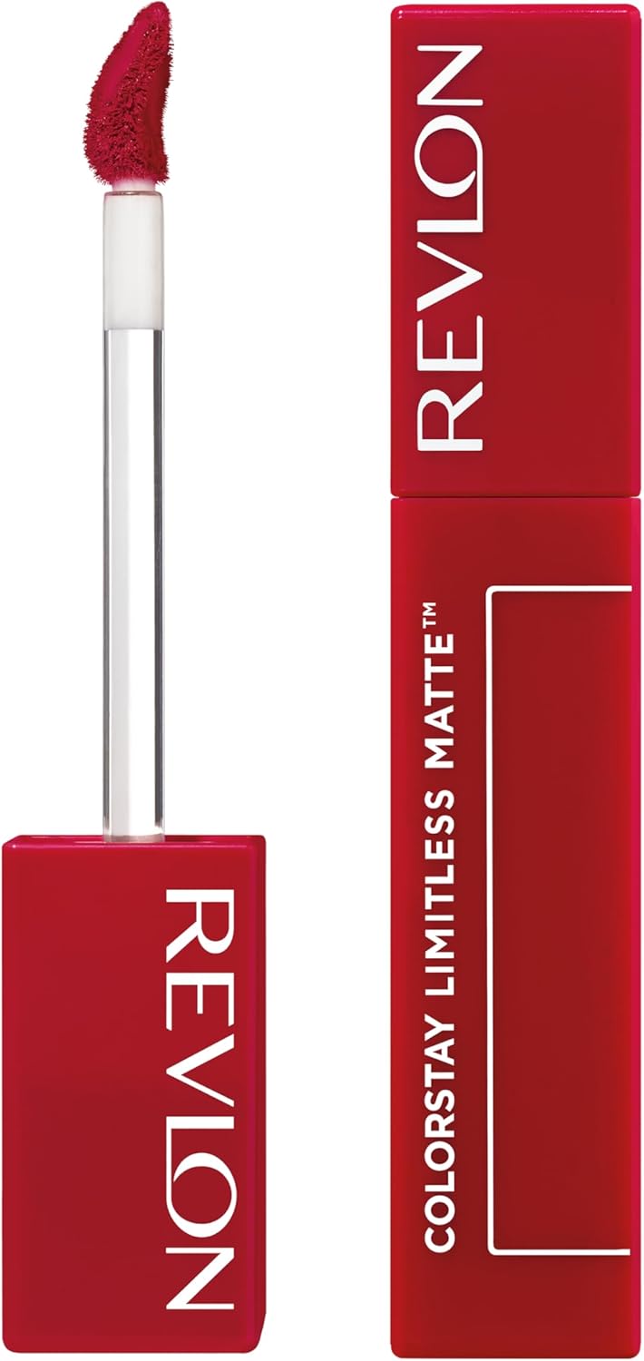 Detalle de Revlon ColorStay Limitless Matte Lipstick liquido 011 Fire Off – rossetto opaco vegano, idratazza triplo acido ialuronico