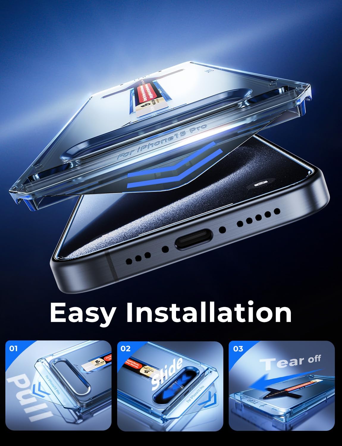 Thumbnail 2 de MAGIC JOHN iPhone 15 Pro Screen Protector 2-Pack