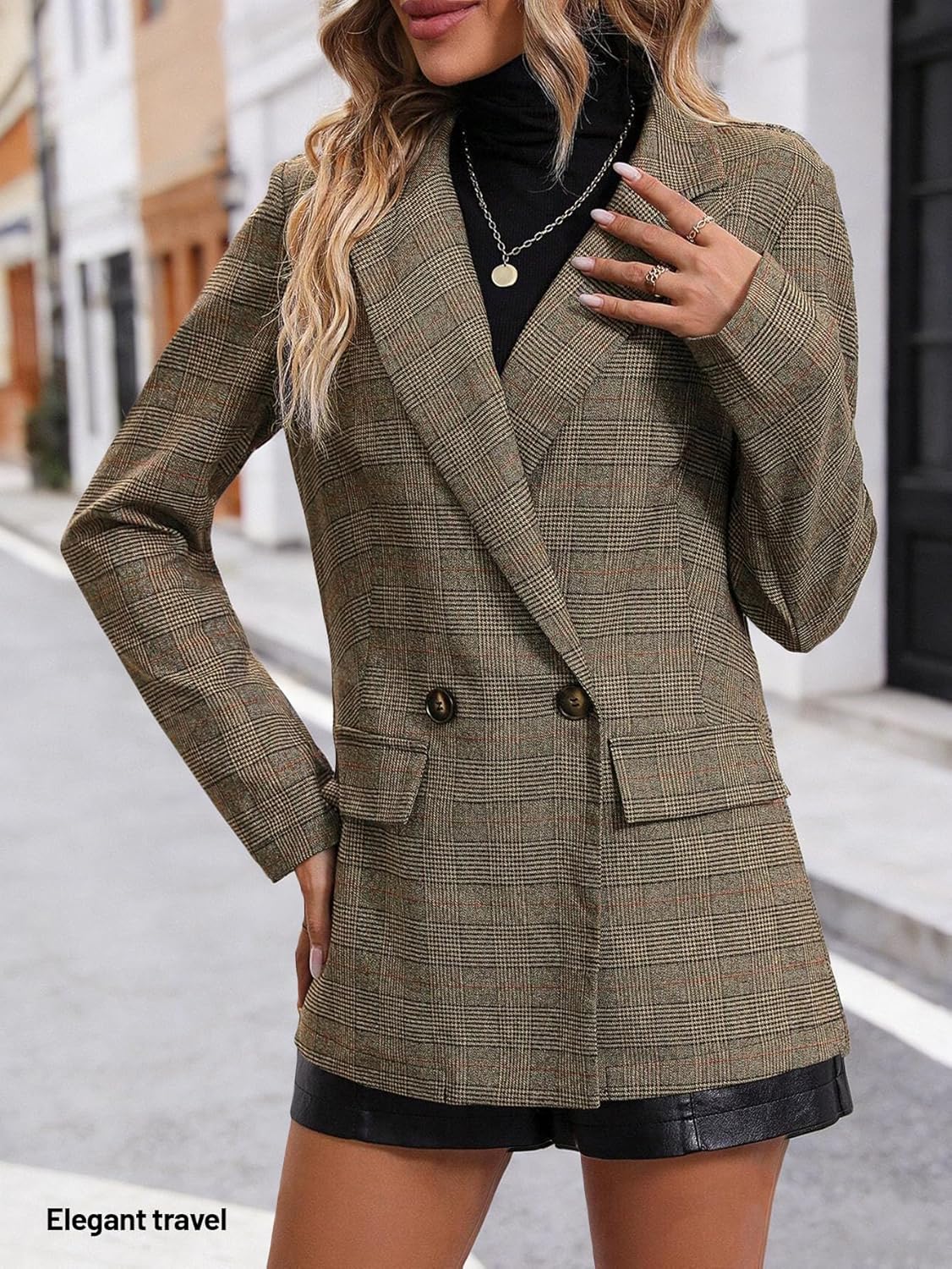 Detalle de Mina Self 2026 Plaid Houndstooth Blazer 2026