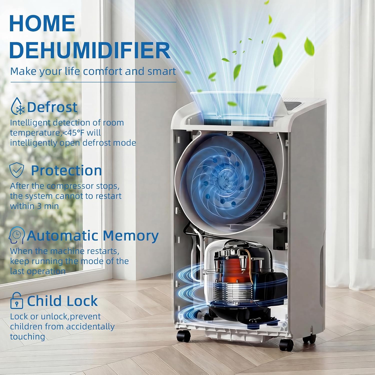 Detalle 1 de AIRPLUS AP20-1905EE 70-pint dehumidifier with drain hose, 4,500 sq. ft.