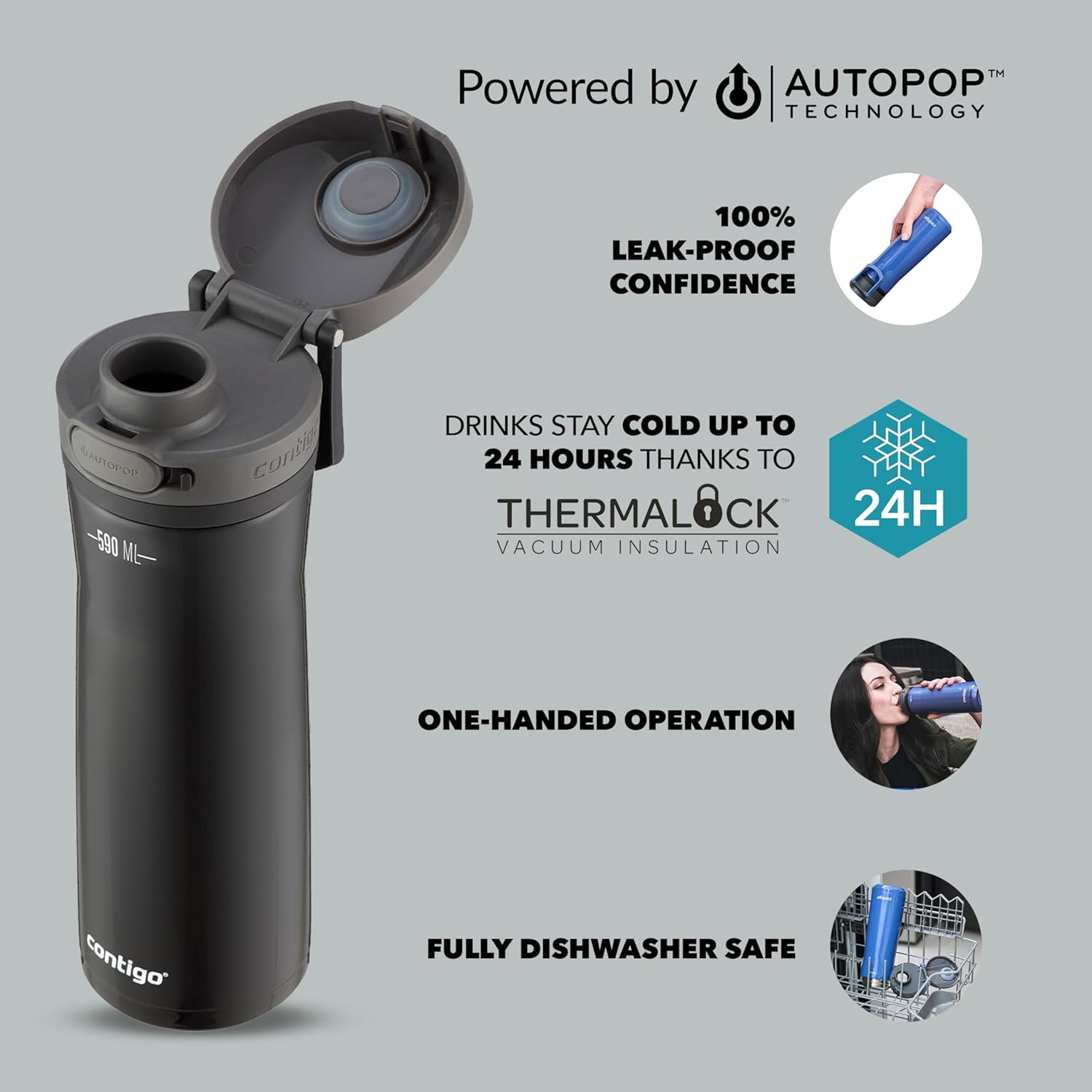 Detalle de Jackson Chill AUTOPOP 590 ml Vacuum-Insulated Water Bottle