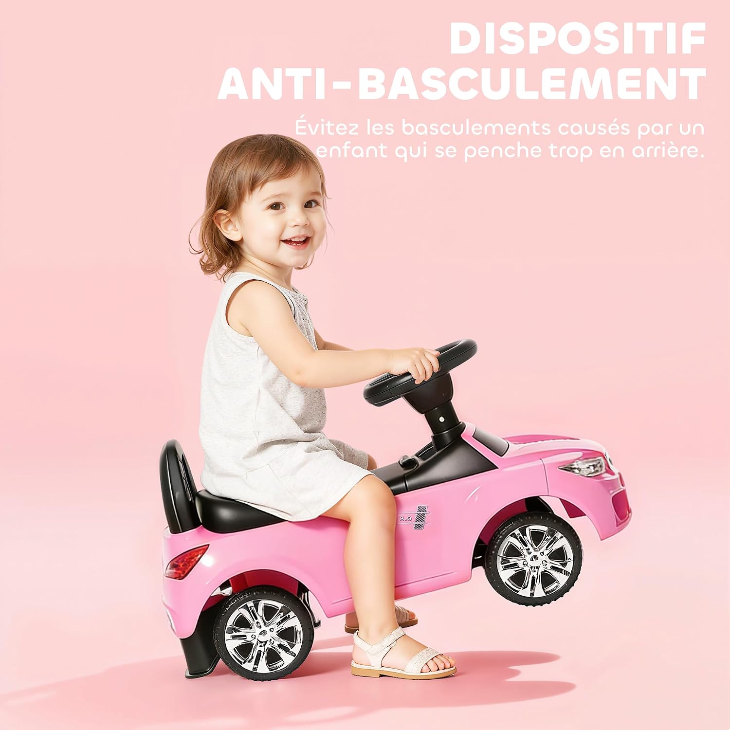 Detalle 2 de HOMCOM 370-201PK kinderauto met speelgoedkist, roze, claxon en muziek