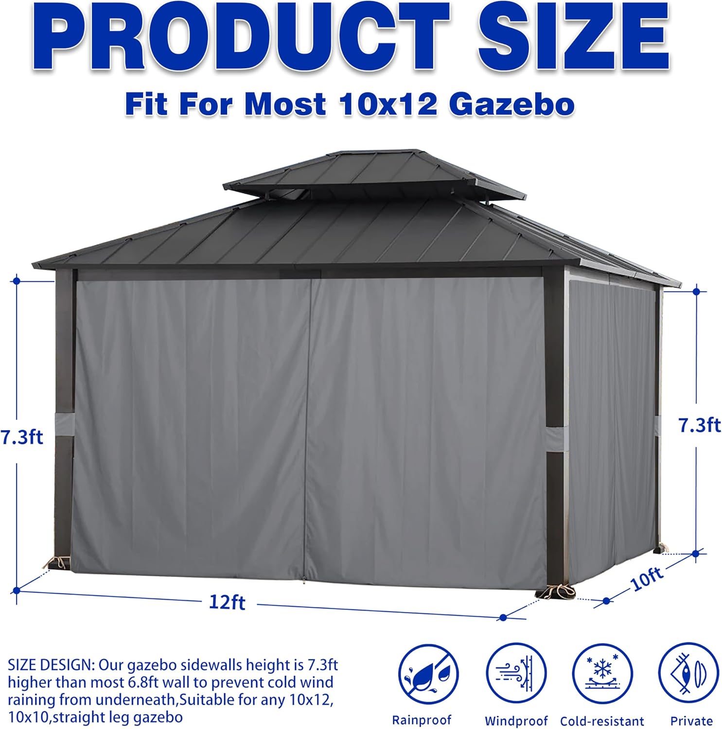 Detalle de SCOCANOPY Brown 10' x 12' Gazebo Privacy Curtain Set with Zippered Sides