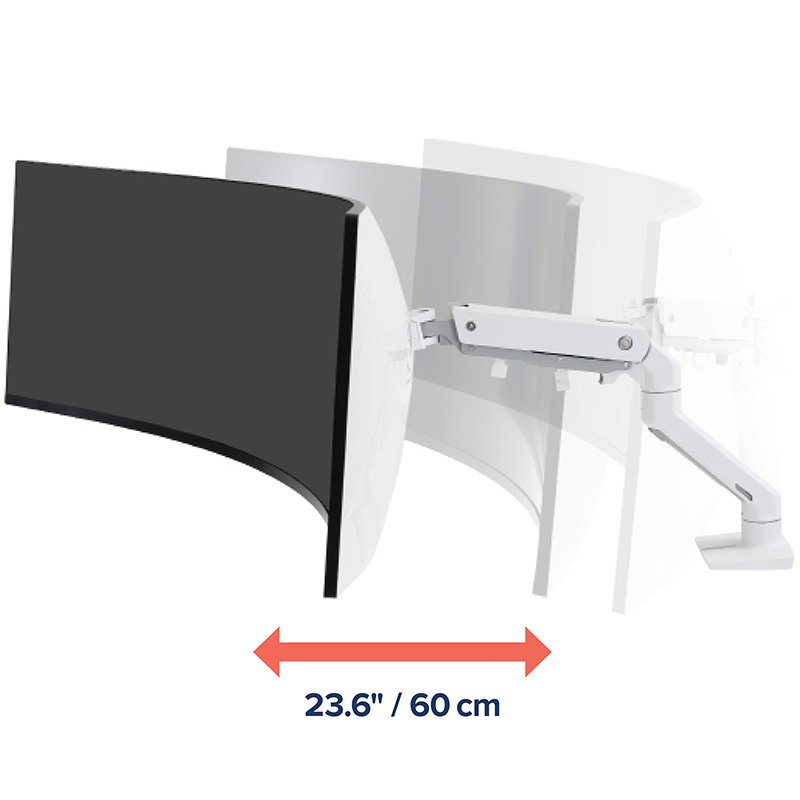 Thumbnail 3 de Ergotron HX Soporte de Escritorio para Monitor hasta 49" – VESA 100x100, 19,1 kg, Pivote HD, Blanco