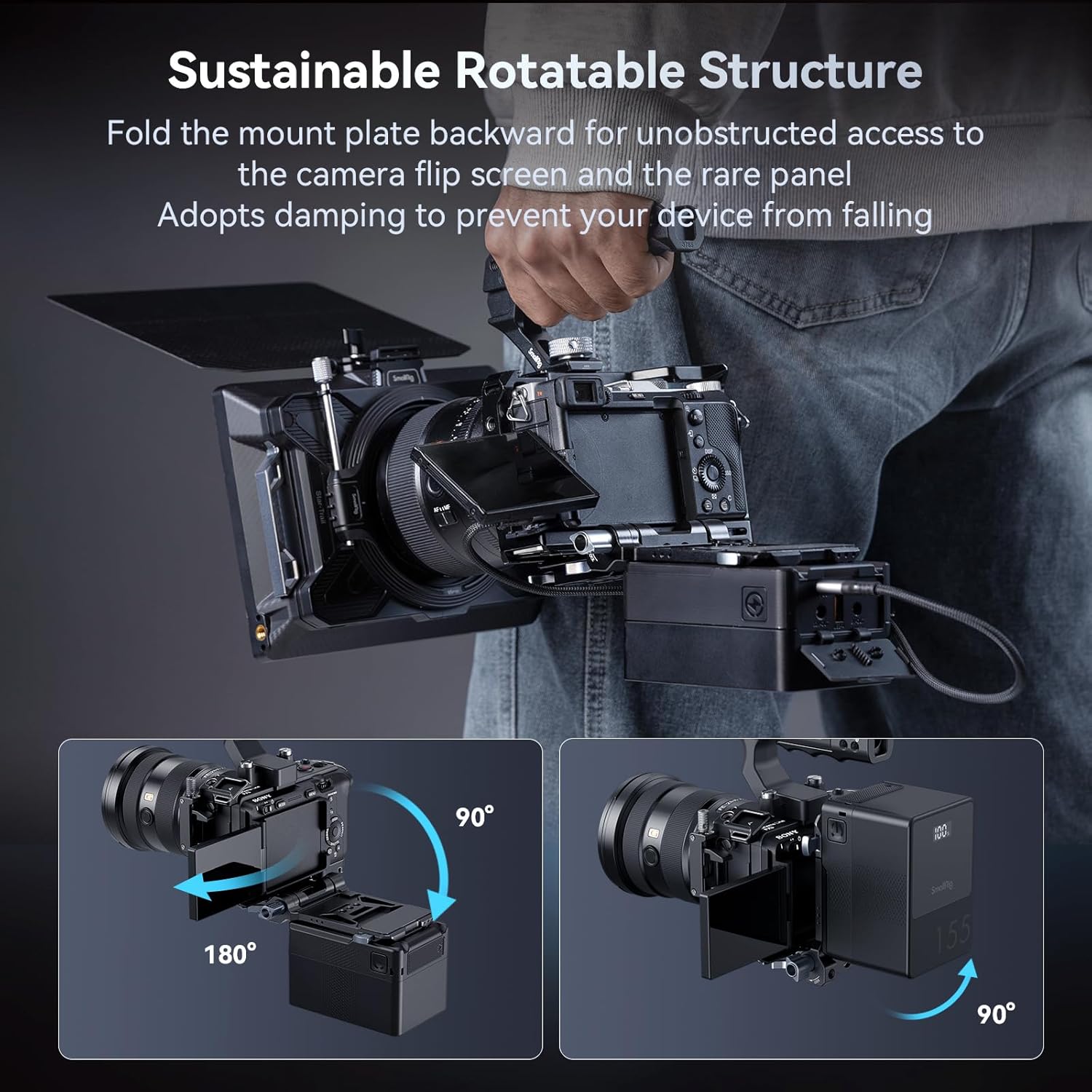 Thumbnail 5 de SmallRig V-Mount Battery Plate 4505 with L-Shape, Foldable Tool-Free Mounting (V-lock)