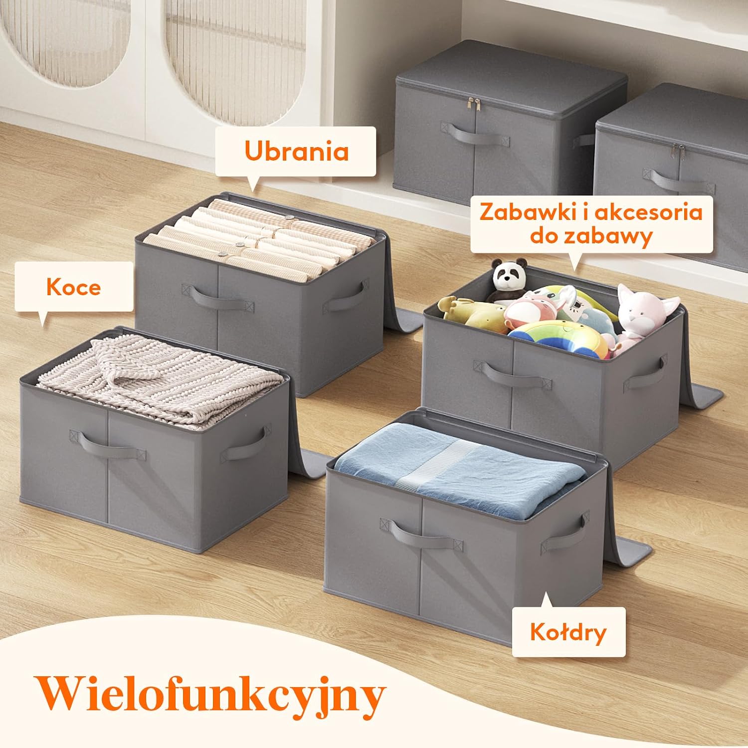 Thumbnail 6 de Lifewit 24300 – składane pudełka do przechowywania 30 l, 4 szt., szare