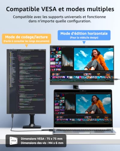 Thumbnail 6 de Yodoit Écran Portable 15,6" FHD IPS – Moniteur léger avec HDMI/USB-C et haut-parleurs intégrés