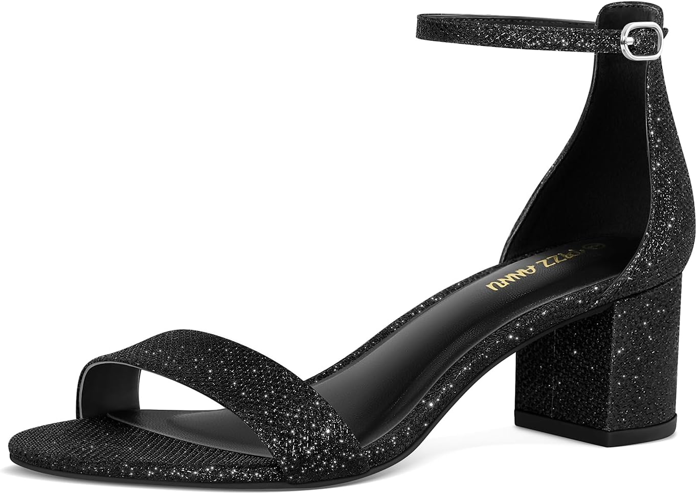Detalle de PIZZ ANNU Women's Low Block Heel Sandals with 2-Inch Heel and Ankle Strap