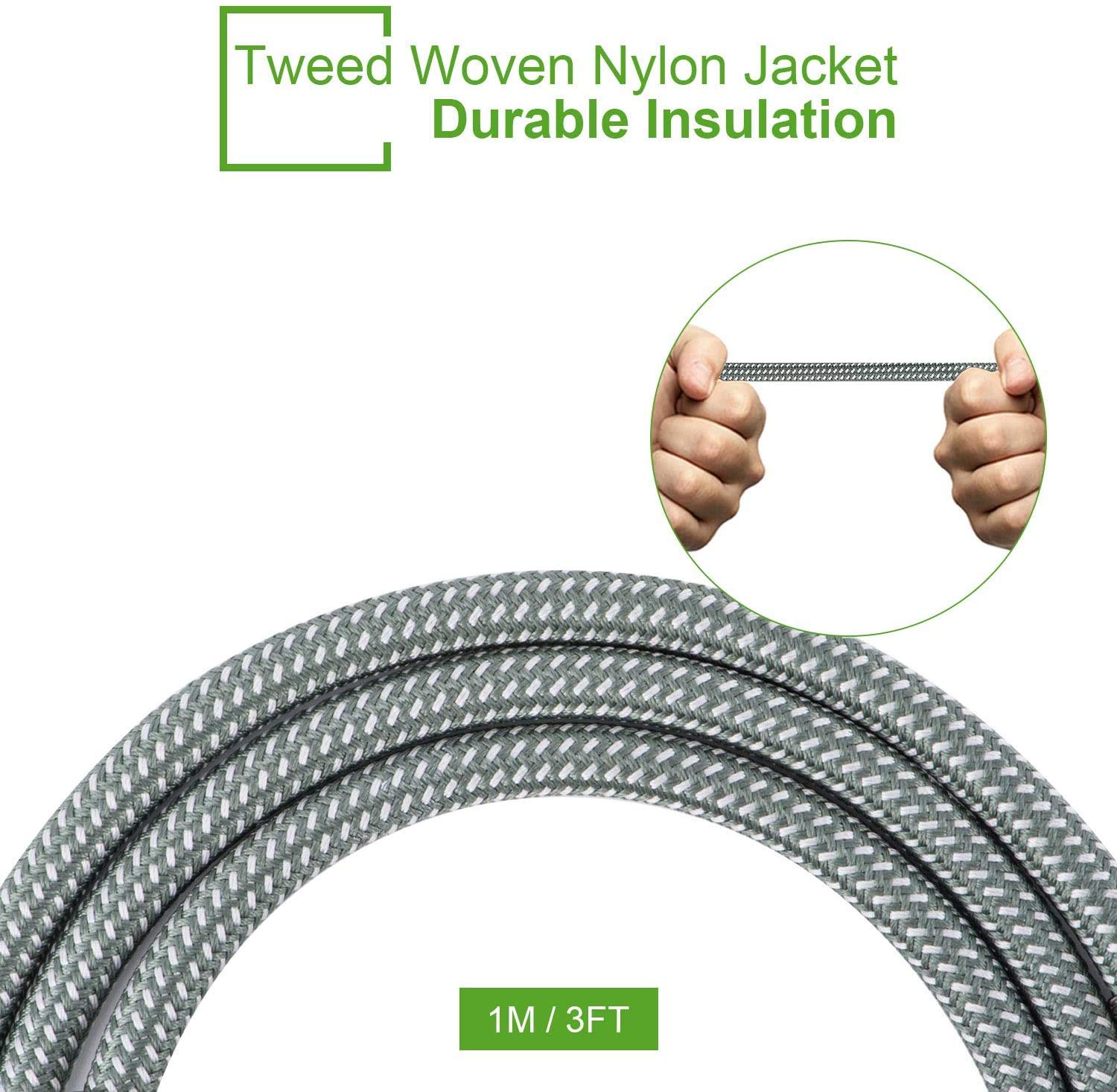 Thumbnail 2 de OTraki Guitar Cable 1m (2-Pack) – 6.35mm Straight to Right Angle, Braided Noiseless Amp Cable