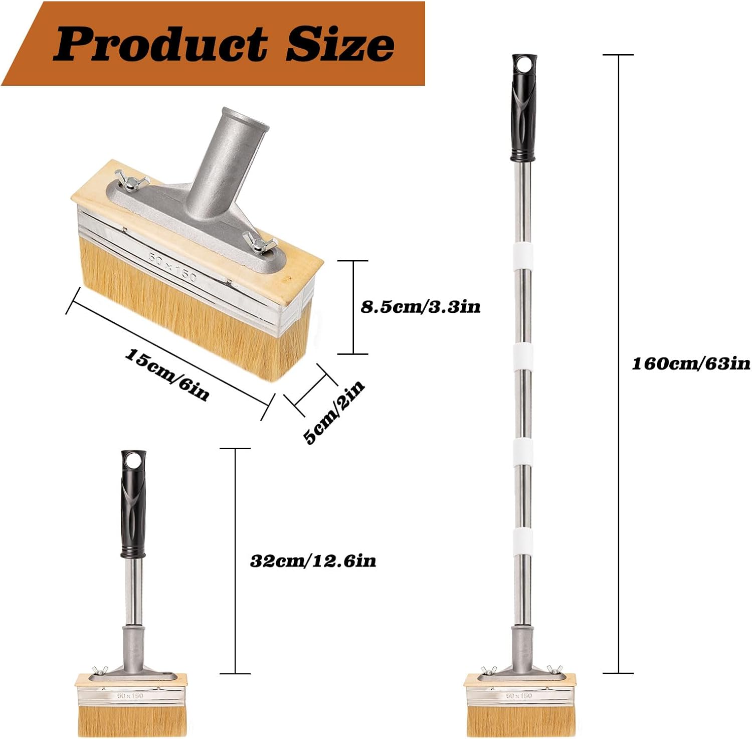 Thumbnail 6 de 6-Inch Decking Paint Brush with 1.6m Long Handle – Staining Brush for Wood, Deck and Fence