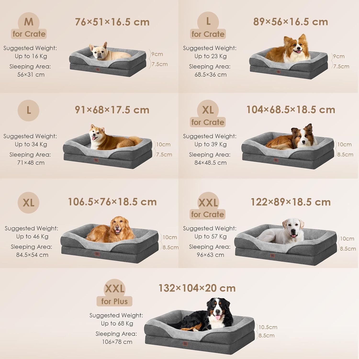 Thumbnail 4 de EHEYCIGA Orthopädisches Hundebett Kleine Hunde 89x56x16,5 cm – Memory Foam, wasserdicht, 4 Seitenränder, Grau