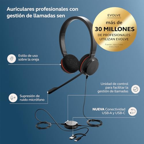 Detalle 2 de Jabra Evolve 20 casque filaire, USB-C, noir