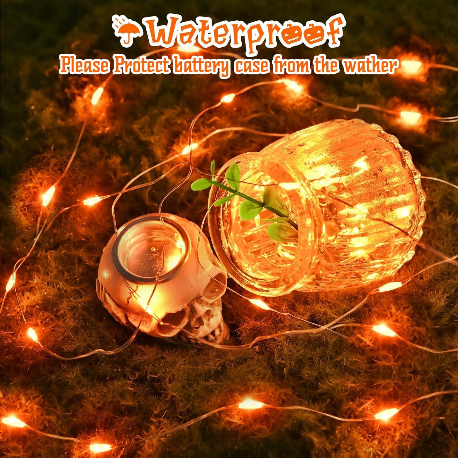 Thumbnail 2 de Tasodin LEDDC00221 Orange LED String Lights, 16.4 ft Battery-Powered