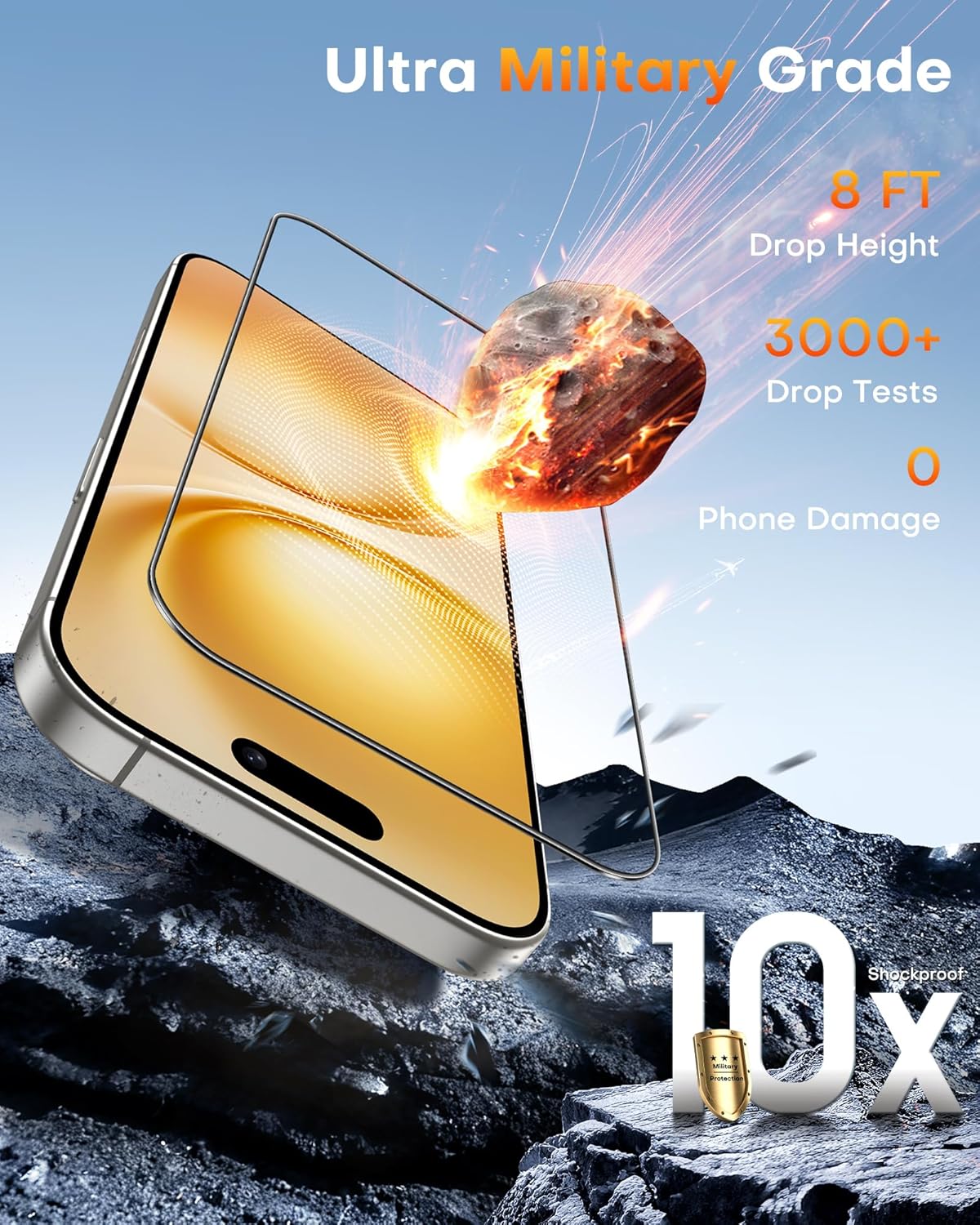 Detalle de TOCOL 2+1 Pack for iPhone 15 Pro Screen Protector (6.1-Inch) with Camera Lens Protector – HD Clear Tempered Glass, Case Friendly