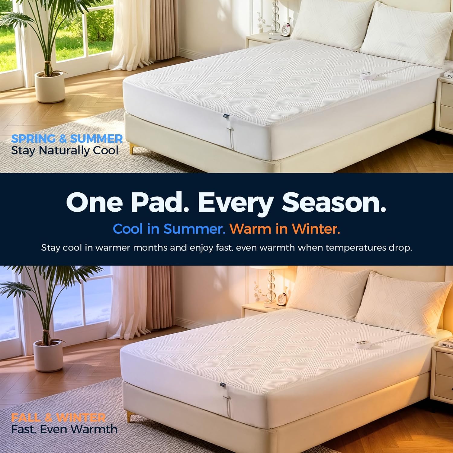 Detalle 2 de Kozyus HLMP-ALN-HYT-F Heated Mattress Pad, Full/Double, 10 Heat Settings