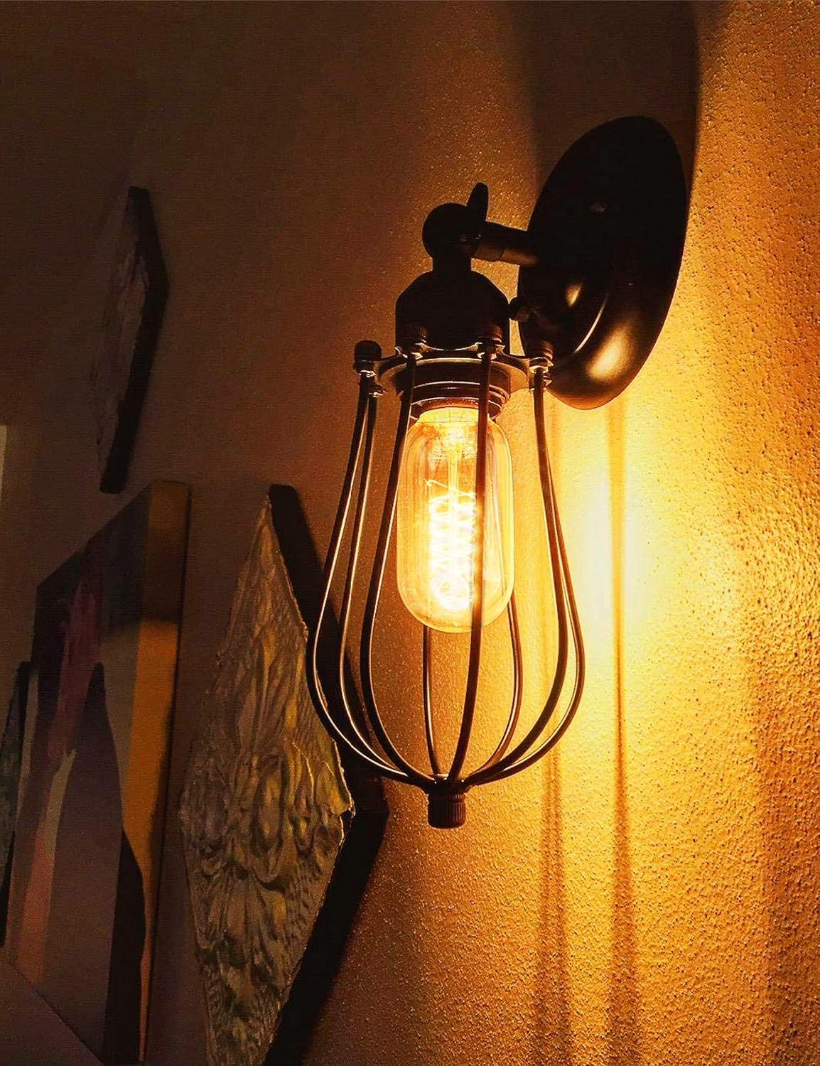 Detalle 2 de DORESshop DWS001RW40E26-4-2700K/ST19-5 T45 Incandescent Bulbs, 40W Amber Glass