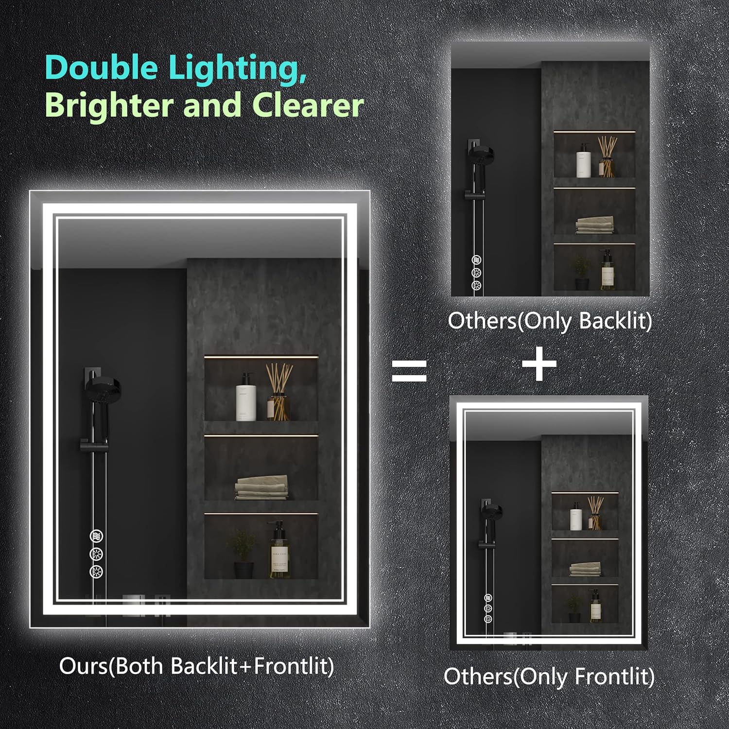Thumbnail 2 de Ratsamee 28" x 36" LED Bathroom Mirror with Front & Back Lighting and Anti-Fog