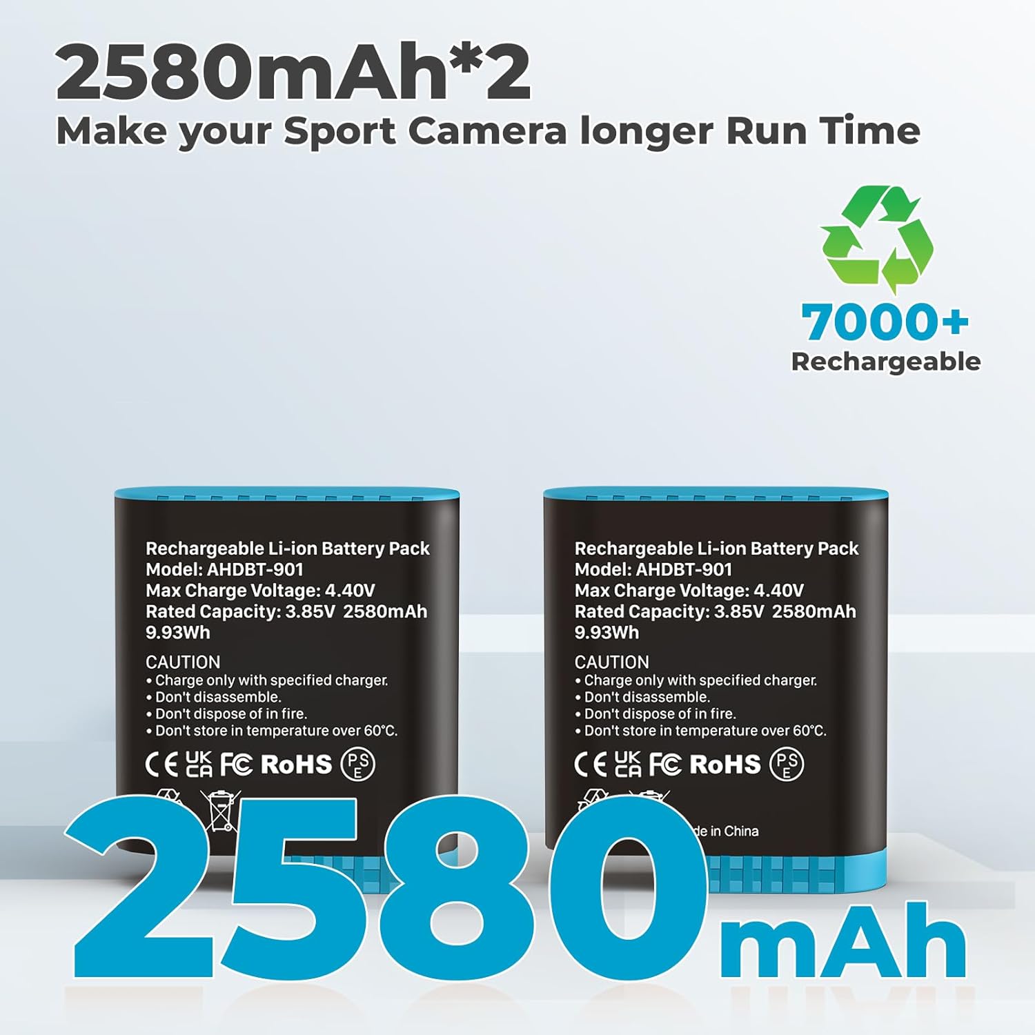 Thumbnail 3 de 2-Stück Hero12 Akku 2580 mAh Ersatzakku