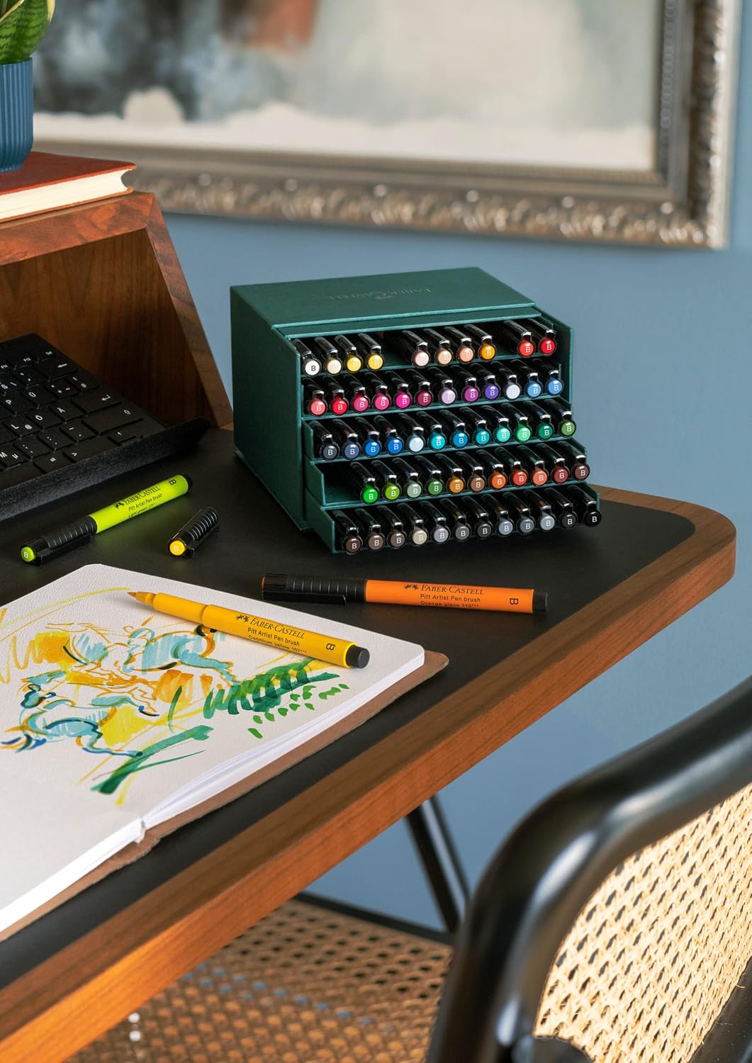 Detalle de Faber-Castell Pitt Artist Pen Brush 60er Atelierbox – Pinselstifte Set