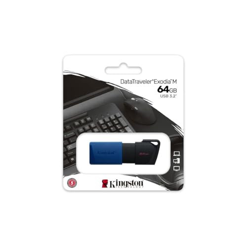 Thumbnail 1 de Kingston DataTraveler Exodia M 64Go USB 3.2 Gen 1 — capuchon mobile, Noir/Bleu