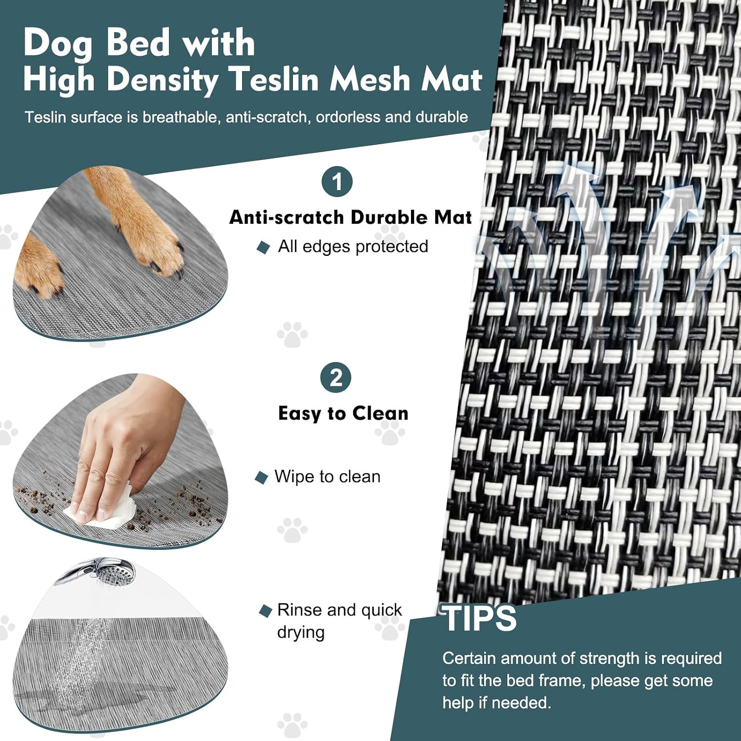 Detalle de Snagle Paw Large Dog Bed With Canopy: Raised Outdoor Dog Cot for Large Breeds