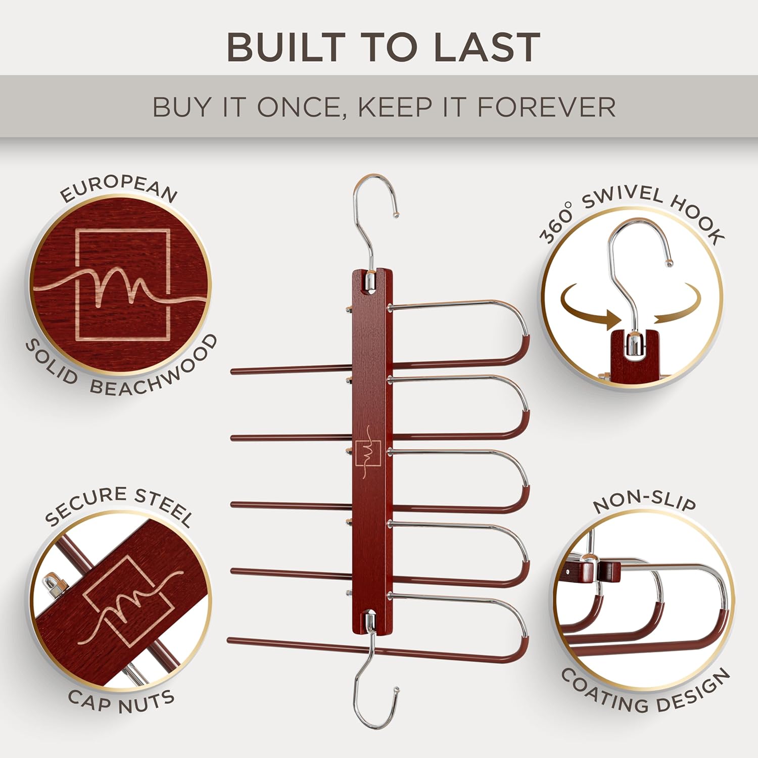 Thumbnail 1 de MORALVE 2‑pack beechwood trouser hangers