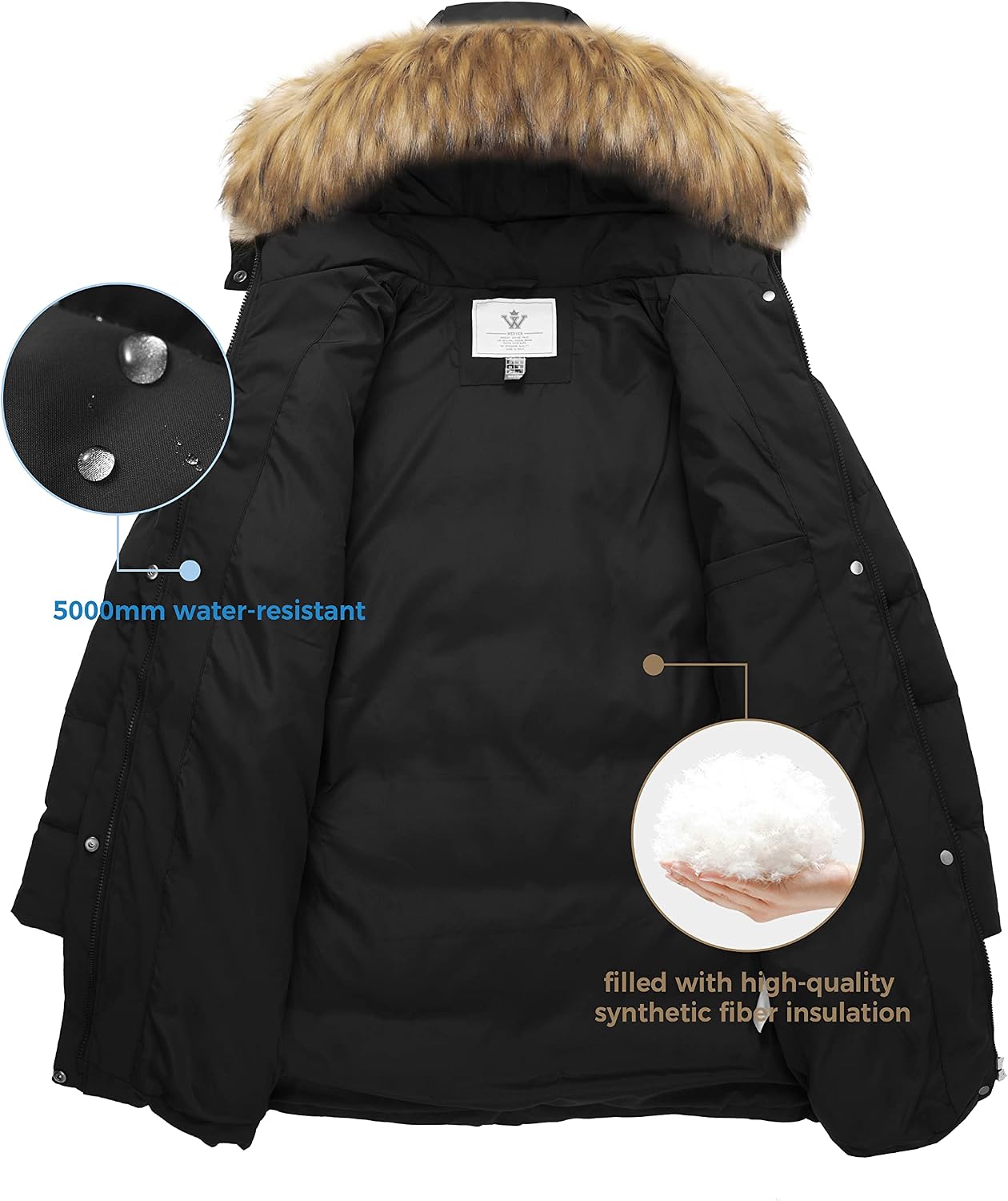 Thumbnail 4 de WenVen Women's Winter Thicken Puffer Coat with Removable Faux Fur Hood